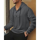cheap Basic Hoodies-Men&#039;s Hoodie Button Up Hoodie Black White Army Green Navy Blue Khaki Hooded Plain Drawstring Sports &amp; Outdoor Daily Holiday Polyester Streetwear Basic Casual Spring Fall Clothing Apparel Hoodies