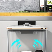 billiga Köksredskap och -apparater-Väggmonterad rektangulär papperskorg med lukttätande lock, stor kapacitet, hållbar plastbehållare för kök, badrum, sovrum &amp;kommersiellt bruk