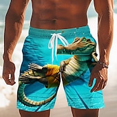  Per uomo Animale Coccodrillo Divertente Costumi da bagno Pantaloncini da mare Pantaloncini da Surf Misura del girovita medio Hawaiano All'aperto Vacanza Abbigliamento Quotidiano Tasche Laterali