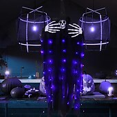 abordables Halloween intérieur-1 pièce 120 cm Halloween suspension lumineuse crâne lumière décorative, détection humaine, cinq effets sonores d&#039;horreur, ambiance de fête intérieure et extérieure lumière décorative, boîte à piles