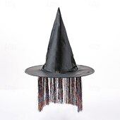 economico Costumi di Halloween per bambini-Bambini Ragazze Cappelli e berretti Dolce Halloween Quotidiano Blocco di colori Frangia con nappe Argento Nero