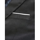 お買い得  結婚式のスーツ-男性用 パーティースーツ ビーチウェディング 春の結婚式 ブラック 春夏 スーツ ノッチドラペル カジュアル フォーマル ソリッド スリムフィット 3点セット シングルブレスト 一つボタン