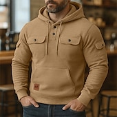 Недорогие Тактический худи-Муж. Толстовка Толстовка на пуговицах Толстовка из флиса Тактическая толстовка Черный Бордовый Темно синий Синий Хаки Капюшон Полотняное плетение Мульти карман