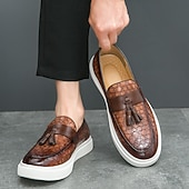 preiswerte Freizeit-Loafer-Braune Herren-Loafer mit Krokodilmuster und Quasten – luxuriöse Slipper für Business, Abendpartys und formelle Anlässe