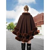 billige Pelssjal-Pelssjal Plus Size Curve Hold Varm Ermeløs Flaggermusermer Polyester Bryllup Wrap Med Ren Farge Til Spesiell Leilighet Høst vinter