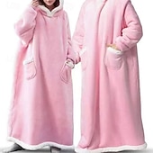 preiswerte Damen Loungewear-Damen Schlafanzug Freizeitkleidung Mode Basic Komfort Einfarbig Tasche Heim Täglich Bett Lange Robe Schwarz Rosa Rote Blau Dunkelgray Winter