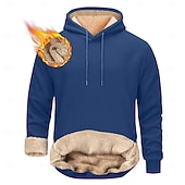 baratos Moletom com capuz de lã-Homens Moletom de lã Moletom com capuz de lã Sherpa Adamascado Preto Amarelo Vinho Azul Marinha Com Capuz Tecido Com Cordão Casual Diário Para Noite Poliéster Roupa de rua Casual Outono &amp; inverno