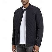billiga Herrdunjackor och -parkas-Herr Vinterkappa Quiltad jacka Anorak Ficka Polyester Semester Dagliga kläder Datum Normal Mode Ledigt Bekväm Håller värmen Vinter Enfärgad / vanlig färg Svart Kaki Armégrön Mörkblå Pufferjacka
