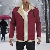 halpa Miesten takit-Miesten Talvitakki Sherpa takki Loma Päivittäin Pidä lämpimänä Tasku Fleece Talvi Tavallinen Muoti Katutyyli Kauluskäänne Normaali Musta Keltainen Viini Kahvi Jackets