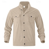 preiswerte Lässige Jacken-Herren Leichte Jacke Cordjacke Freizeitjacke Urlaub Täglich Atmungsaktiv Tasche Frühling Herbst Einfach Mode Klassisch Revers Regulär Schwarz Braun Hellgrau Armeegrün Aprikose Jacken