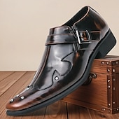 economico Formale-scarpe eleganti da uomo in pelle nera con cinturino alla caviglia – calzature formali da ufficio per matrimoni, feste e lavoro