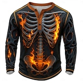 abordables Fantôme et crâne-Chemise crâne pour hommes Chemise Henley Tee à manches longues Mode vintage Designer Esprit Fête Printemps et Automne Toutes saisons Rouge Vert Kaki Gris Henley Henley