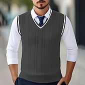 preiswerte Herren Pullover Weste-Herren Pullunder Kleid Pullover Pullover Weste Strickpullover Gerippt Zopfmuster Stricken Normale Oberteile Gestrickt Einfach V Ausschnitt Mode Lässig Urlaub Alltagskleidung Bekleidung Herbst Winter