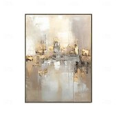 abordables Peintures Abstraites-Peinture à l'huile beige dorée faite à la main sur toile, texture abstraite, affiches décoratives, grand art mural, images en feuille d'or, décoration moderne pour la maison, le salon, le bureau,