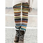 preiswerte -Damen Hosen Hose Leggings Gemütliche Leggings Streetwear Lässig Volle Länge Hohe Taille Gestreift Elastischer Bund Druck Atmungsaktivität Bequem Dehnbar Urlaub Straße Alltagskleidung Schwarzgrau