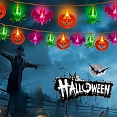 abordables Lumières d&#039;Halloween-Guirlande lumineuse LED Halloween araignée citrouille chauve-souris 1,5 m 10 LED alimentée par batterie fête d&#039;Halloween balcon jardin porche chambre décoration intérieure extérieure