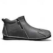 halpa Nilkkurit-Miesten ruskeat nahkaiset vetoketjulliset slip-on-kengät ainutlaatuisella pyöreällä kärjellä ja joustavalla pohjalla – retrohenkiset vapaa-ajan kengät matkoille, töihin ja jokapäiväiseen mukavuuteen.