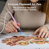 halpa Alennus $30:een-USB-virtalähteellä varustettu sähköinen timanttimaalauskynä, jossa on tyhjiösäilytysalusta, ergonominen kahva, säädettävät asetukset ja moniväriset harjaspäät kestävään ja vakaaseen askarteluun,