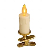 cheap Collectible Figurines-Clip-On Flameless Candle Lights LED Cone-Shaped Festival Clip Candle Flickering Clip-On Taper Candle Stick with Removable Clips for Holiday Home Garden and Wedding Parties