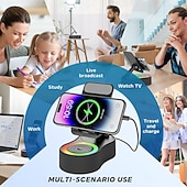 baratos Luzes decorativas-Suporte para celular com alto-falante bluetooth sem fio, alto-falante de indução com som surround hd para casa e exterior, compatível com iphone/ipad/samsung galaxy