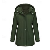 abordables Parka Décontractée-Femmes Veste Décontractée Chaud Confortable Fermeture éclair Avec Poches Mode Extérieur Uni Sortir Week-end Fermeture éclair Régulier À capuche Coupe régulière manche longue Vêtements d&#039;extérieur