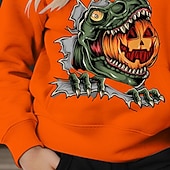 tanie Dziewczęce kostiumy na Halloween-Halloween Dla chłopców 3D Dynia Dinozaur Bluza z Kapturem Długi rękaw Wiosna Jesień Moda Moda miejska Dzieci 4-12 lat Kaptur Na zewnątrz Codzienny Regularny