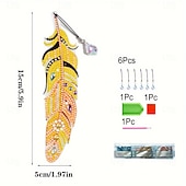levne Sníženo na 30 $-6 ks rozmarných záložek s peřím - unikátní nepravidelné diamantové malby, sada pro kutily s motivem zvířat s jednoduchým návodem, ideální pro milovníky knih a tvoření.