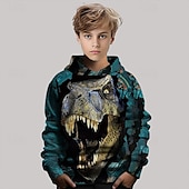 billiga Pojkens 3D-djur-Pojkar 3D Dinosaurie Huvtröja Långärmad Vår Höst Mode Streetwear Barn 4-12 år Huva Utomhus Ledigt Dagligen Normal
