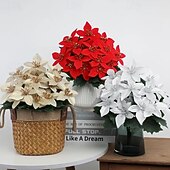 billiga Kransar, Girlander &amp; Swags-4 st konstgjorda julstjärnor – realistisk bukett för bröllop, veranda, trädgård, inomhus &amp;utomhussemester och heminredning