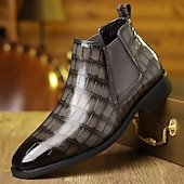 abordables Bottes de Chelsea-Bottines Chelsea marron pour homme en cuir gaufré crocodile – élégantes chaussures habillées à enfiler pour le bureau, les dîners et les occasions formelles