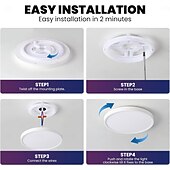זול אורות חכמים לבית-גוף תאורת תקרה חכם RGB LED 2700lm עובד עם Alexa 2700k-6500k גוף תאורה להתקנה שטוחה צבעים DIY WiFi ניתן לעמעום גוף תאורה סביבתי נמוך לחדר שינה, סלון, מסיבה