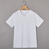 economico magliette di base-Per uomo Maglietta Maniche Corte Scollo a V Estate Tinta unica Semplice Designer Essenziale Moderno Contemporaneo Scollo a V Vacanza Streetwear Casuale Grigio scuro Nero Bianco Maglietta Top per Uomo