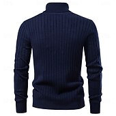 abordables Pulls et cardigans élites pour hommes-Homme Pull Tricoter Hauts Réguliers Couleur Unie Col roulé Élégant ancien École Vacances Vêtement Tenue Printemps Automne Noir Marine foncé S M L