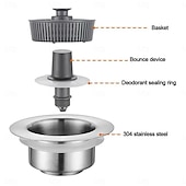 Недорогие Гаджеты для ванной-2 шт. выдвижной сливной заглушки из нержавеющей стали для мойки – нажимной фильтр-пробка, антизасорный, универсальный фильтр для кухонной раковины