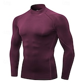 Недорогие Футболки и майки для бега-Муж. Компрессионная футболка Базовый слой для тренировок Тренировочные топы Длинный рукав Верхняя часть Одежда для спорта и отдыха Осень Однотонный Быстровысыхающий