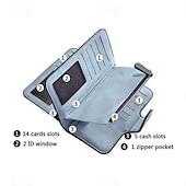 رخيصةأون التخزين والتنظيم-محفظة نسائية أنيقة مصنوعة يدويًا بفتحات متعددة، محفظة كورية ثلاثية الطي، سعة كبيرة، حامل بطاقات متعدد، محفظة جلدية أنيقة بلونين، هدية