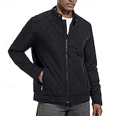 economico Piumini e parka da uomo-Per uomo Cappotto Invernale Giacca trapuntata Parka Tasca Poliestere Vacanza Abbigliamento quotidiano Data Regolare Moda Casual Confortevole Calore Termico Inverno Colore Solido / Tinta Unita Nero