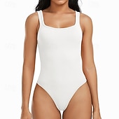billiga Set och One-Pieces-Dam Träningsdräkt One Piece Romper Ensfärgat Kroppsdräkt risvit Svart Gym Träning Löpning Andningsfunktion Magkontroll Ärmlös Sport Sportkläder