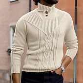 halpa miesten villapaita-Miesten Neulepusero Neulottu villapaita Joustin Neuloa Tavalliset topit Kudottu Tavallinen Poolokaulus Muoti Perus Loma Arki-asut Vaatetus Syksy Talvi Viini Musta S M L