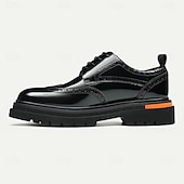 billige Klassiske Pensko-Herresko i ekte skinn med vingetupp og brogues, klassisk brunt formelt fottøy for kontor, banketter og bryllup