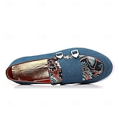 Herre denim loafers med dobbel munk stropp og etnisk trykk – moteriktige, uformelle slip-on-sko for urban stil, fester og vårantrekk billige Uttalelsessko-Herre denim loafers med dobbel munk stropp og etnisk trykk – moteriktige, uformelle slip-on-sko for urban stil, fester og vårantrekk