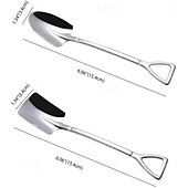 economico Utensili e gadget da cucina-4 cucchiai a pala in acciaio inossidabile, mini cucchiaini da dessert a pala creativi e carini, stoviglie in acciaio inossidabile per la casa per anguria, gelato, coppie