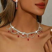 preiswerte Schmucksets-Schmuckset 3 Stück Strass Legierung Ohrringe Halskette Damen Elegant Vintage Mode Geometrisch Geometrisch Schmuck-Set Für Hochzeit Party Hochzeitsgast