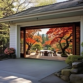 baratos Banners de Garagem e Porta-Tampa da porta da garagem Grande pendurado 森林 Rústico 3D De Festa Exterior Fundos de fotografia Porta de Entrada Decorações de parede de porta de fundo