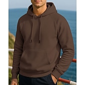 abordables Sudadera &amp; Sweatshirt-Hombre Sudadera informal Sudadera con capucha Con bolsillos Manga Larga Camiseta Ropa Deportiva Otoño Color sólido Moda Al Aire Libre Viaje Corriendo Ropa de deporte Ropa de Deporte Negro Amarillo