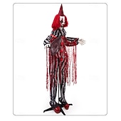 お買い得  ハロウィン-ハロウィーンのピエロの置物、肉切り包丁を持っている、お化け屋敷の秘密の部屋、電気センサーで光る装飾小道具