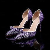 preiswerte Klassische Pumps-Champagnerfarbenes Set mit Strass-Stilettos und Clutch für Damen – elegante High Heels mit spitzer Spitze für Hochzeiten, Abschlussbälle und Abendpartys
