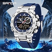 abordables Montres numériques-Sanda 6296 Montre à quartz électronique pour homme, résistante aux chocs, étanche, lumineuse, calendrier, numérique, décontractée
