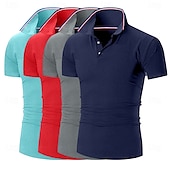 levne Pánské klasické polo-Pánské Golfová košile Polokošile Pique Obchod Ležérní Žebrovaný polo límec Krátký rukáv Módní Základní Pevná barva Knoflíky Vícebalení Léto Jaro &amp; podzim Celý rok Slim 1# 2# 3# 4# 5# 6# Golfová košile