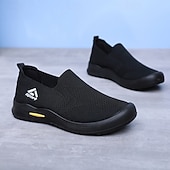 baratos Sapatos Casuais Slip-On-Tênis masculinos de malha cinza slip-on – calçados leves e respiráveis para caminhada, uso diário, viagens e atividades ao ar livre